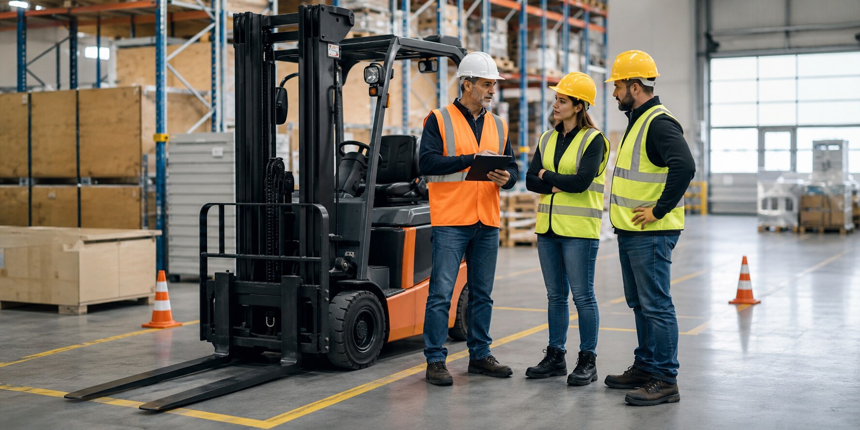 Professionnels en entrepôt logistique