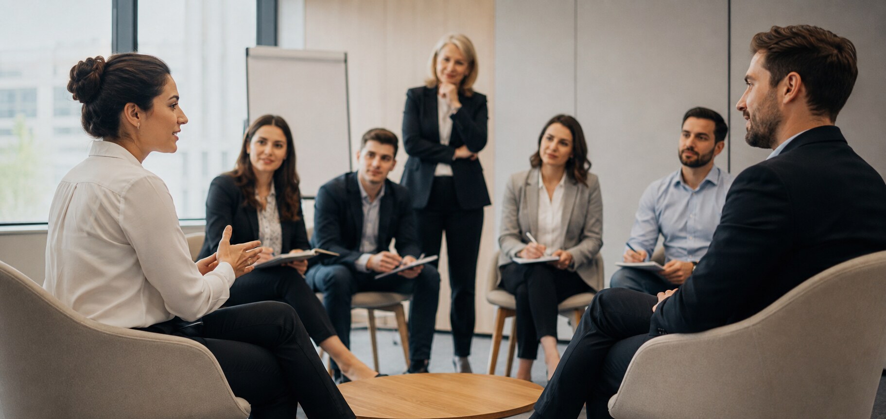 Professionnels analysant des données commerciales
